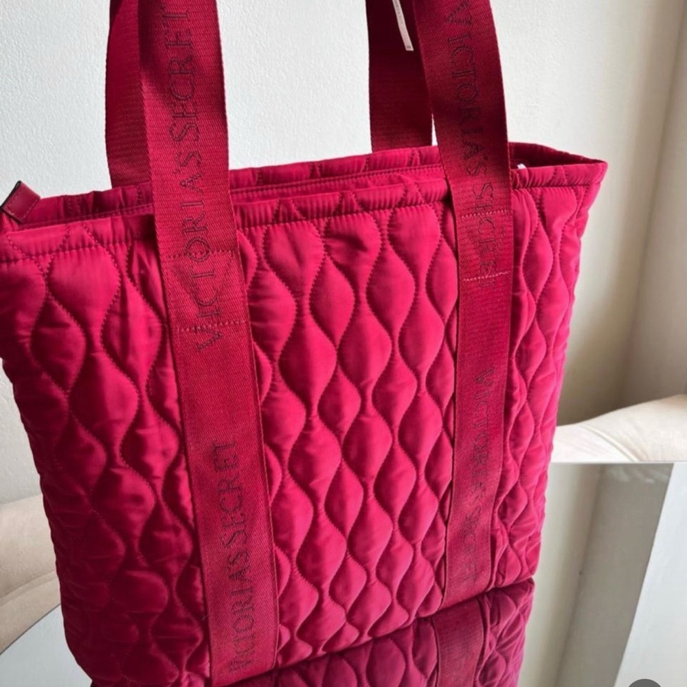 NWT Victorias Secret Quilted Carryall Tote Bag Red
